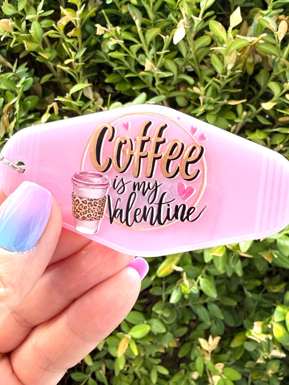 Vintage style motel key 3.5” keychain coffee-themed Valentine gift idea